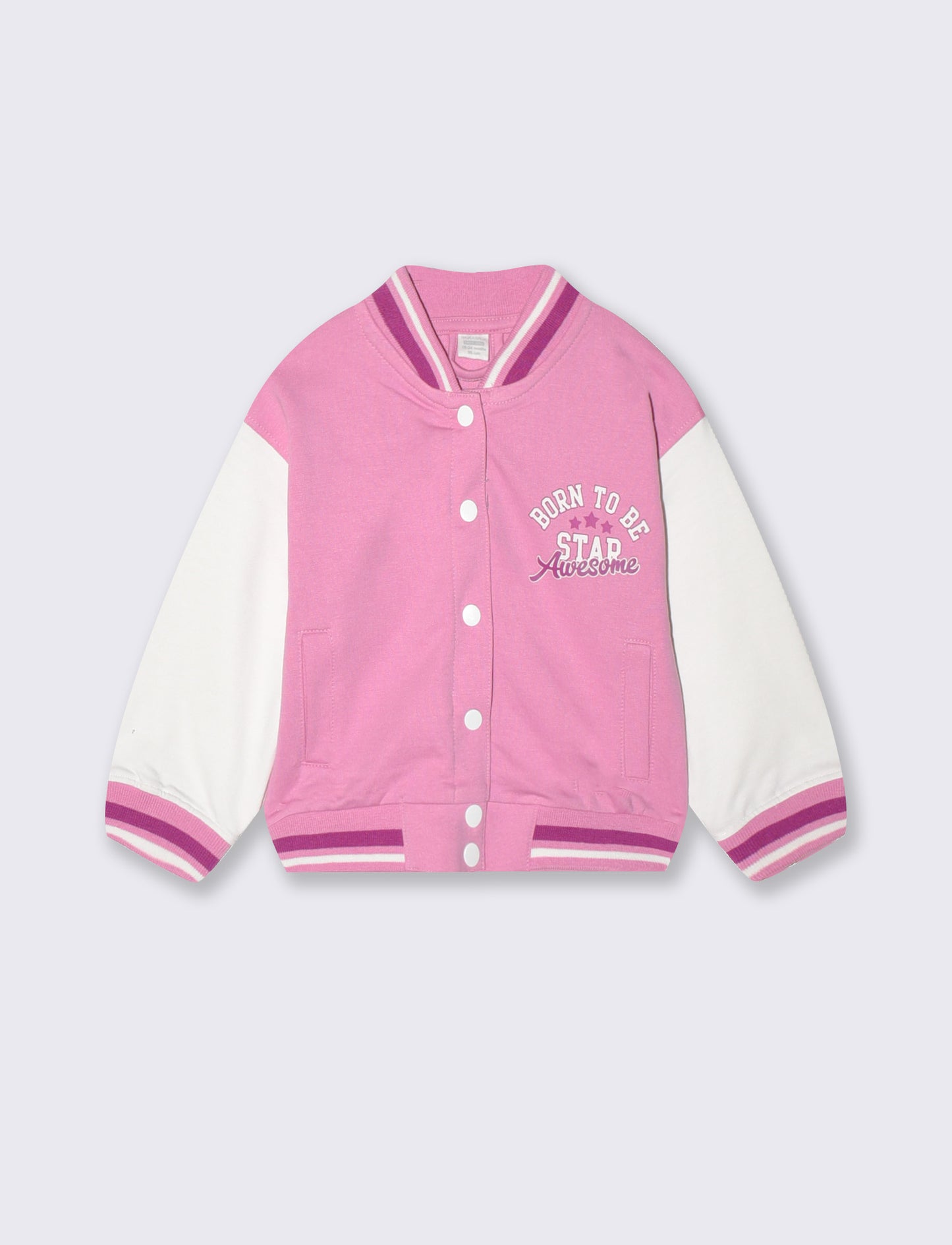 Giacca college in felpa con scollo a v - Rosa candy
