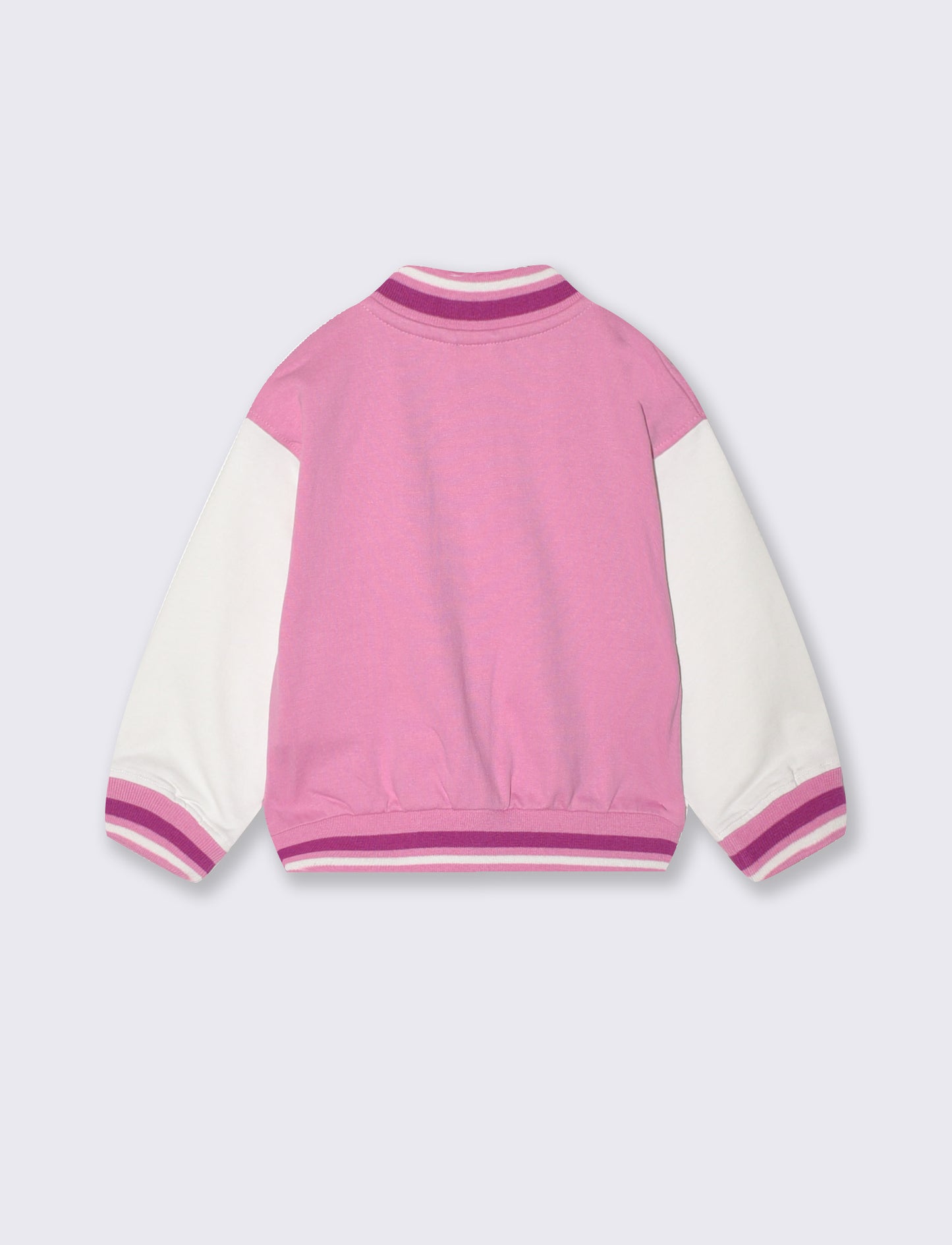 Giacca college in felpa con scollo a v - Rosa candy