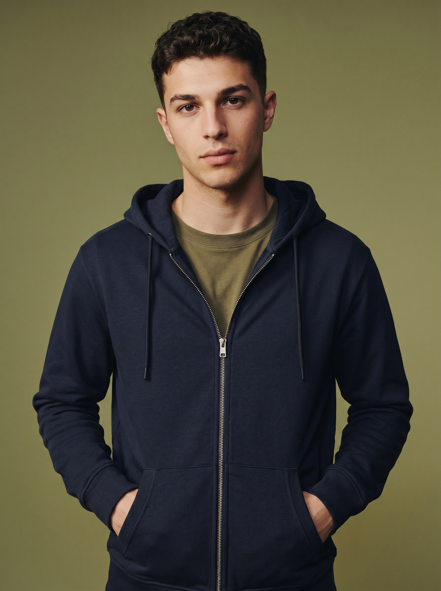 Felpa cappuccio con cerniera basic - Blu