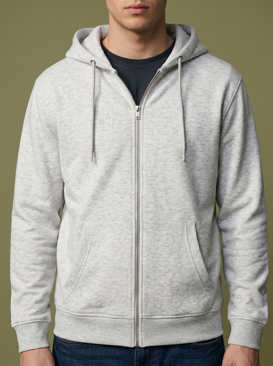 Felpa cappuccio con cerniera basic - Grigio mel.
