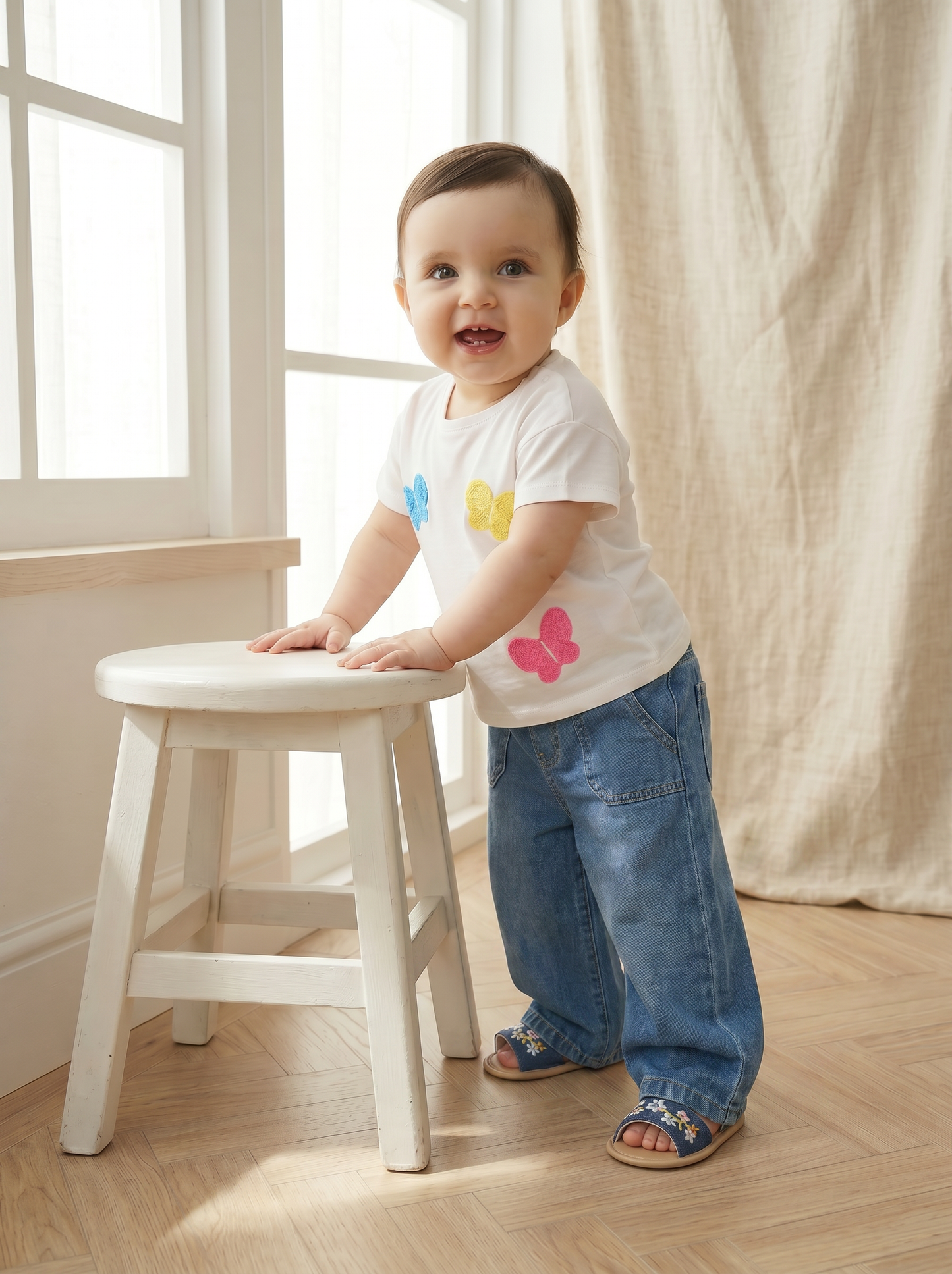 Jeans culotte elastici a gamba larga - Denim