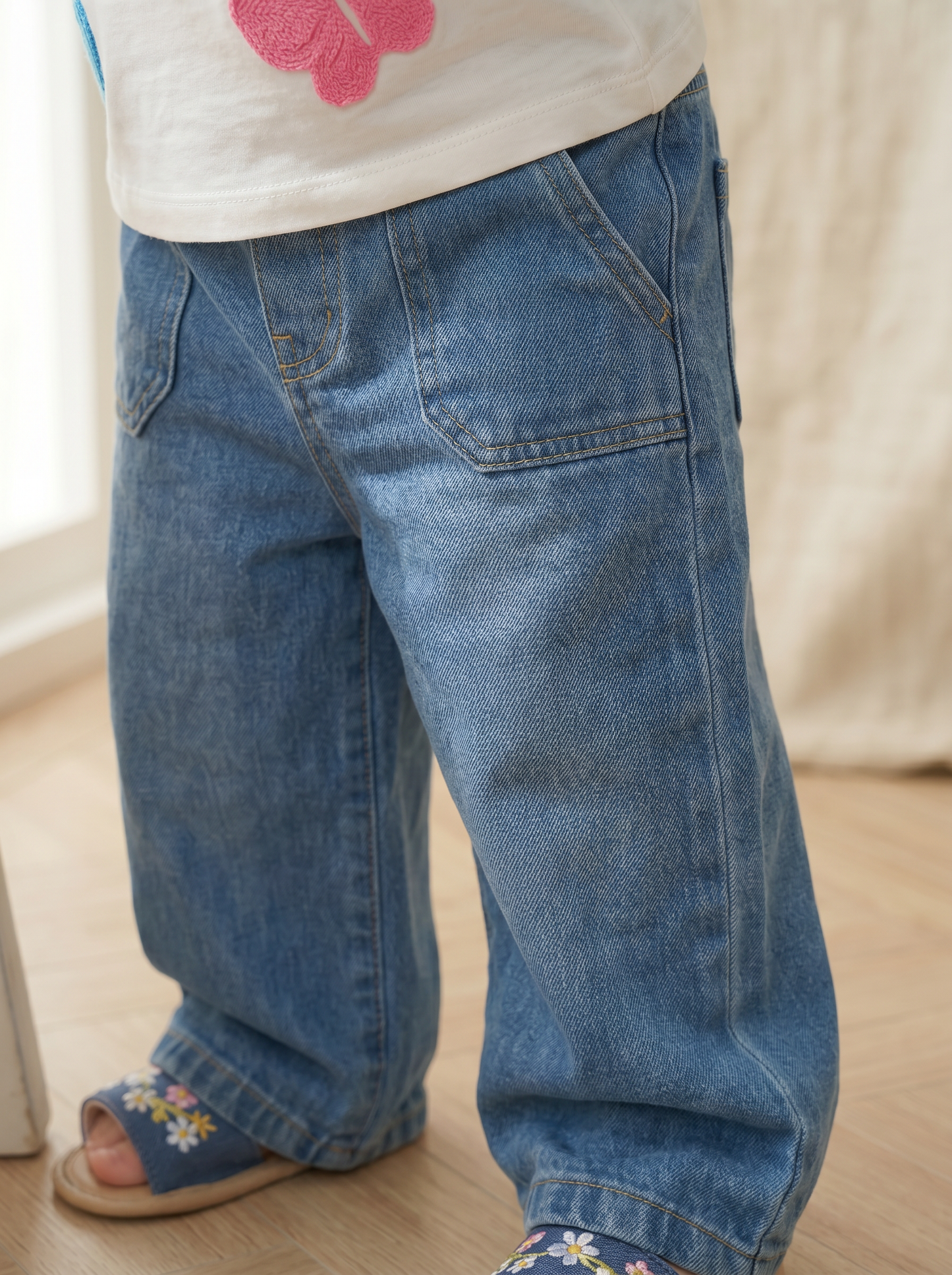 Jeans culotte elastici a gamba larga - Denim