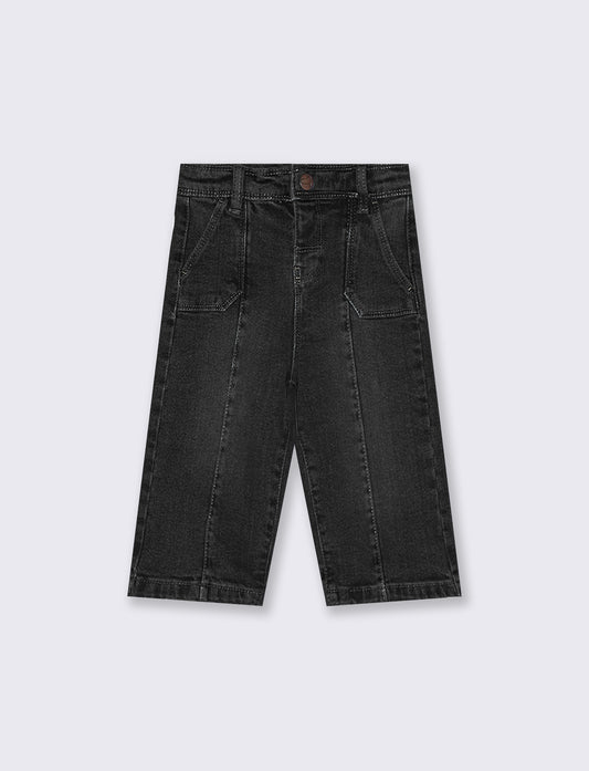 Jeans culotte elastici a gamba larga - Nero
