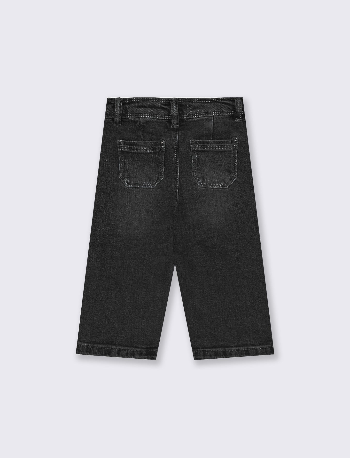 Jeans culotte elastici a gamba larga - Nero