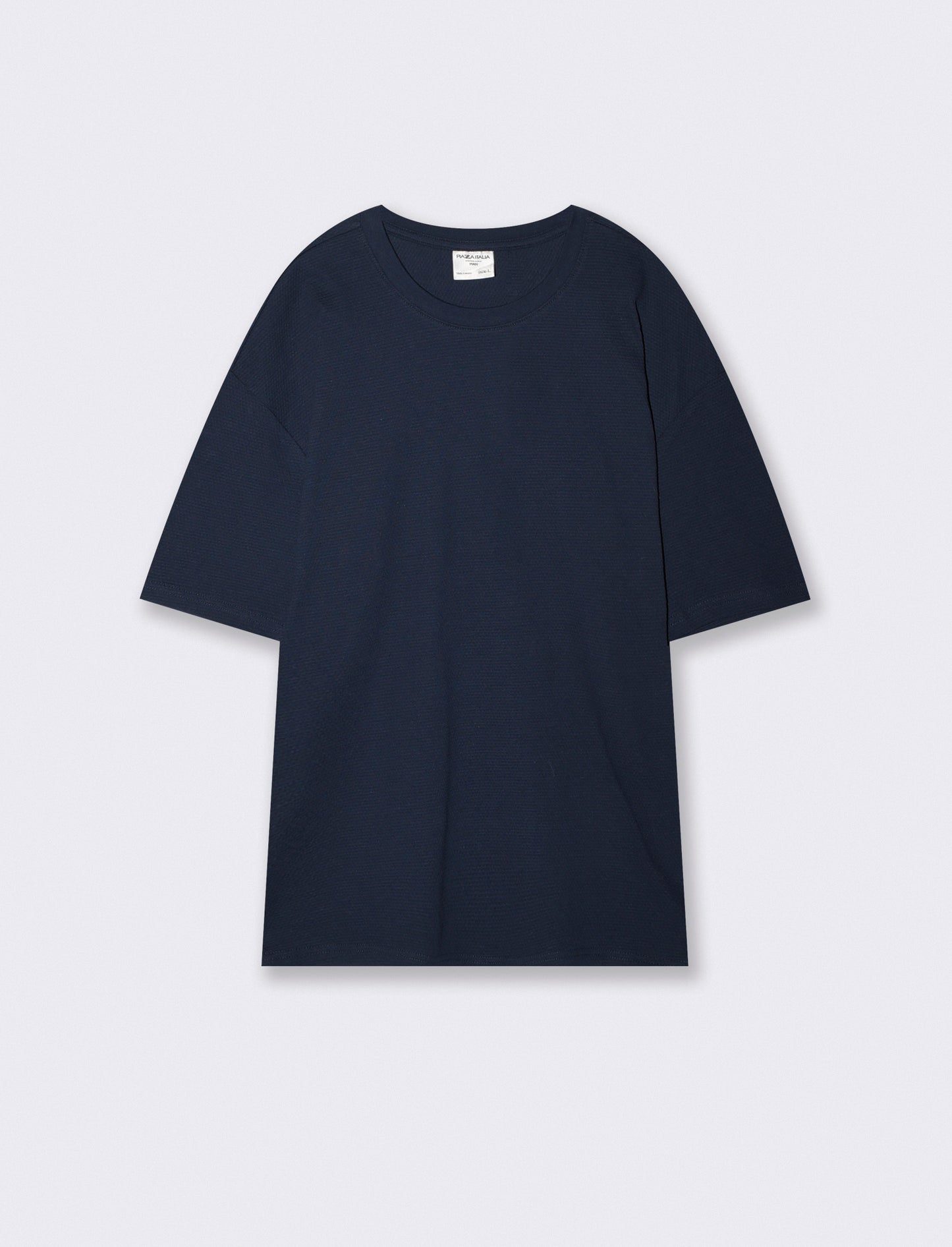 Jacquard crew neck T-shirt regular fit - Blue
