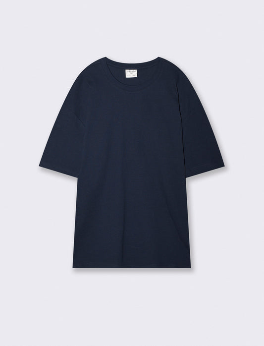 T-shirt jacquard girocollo regular fit - Blu