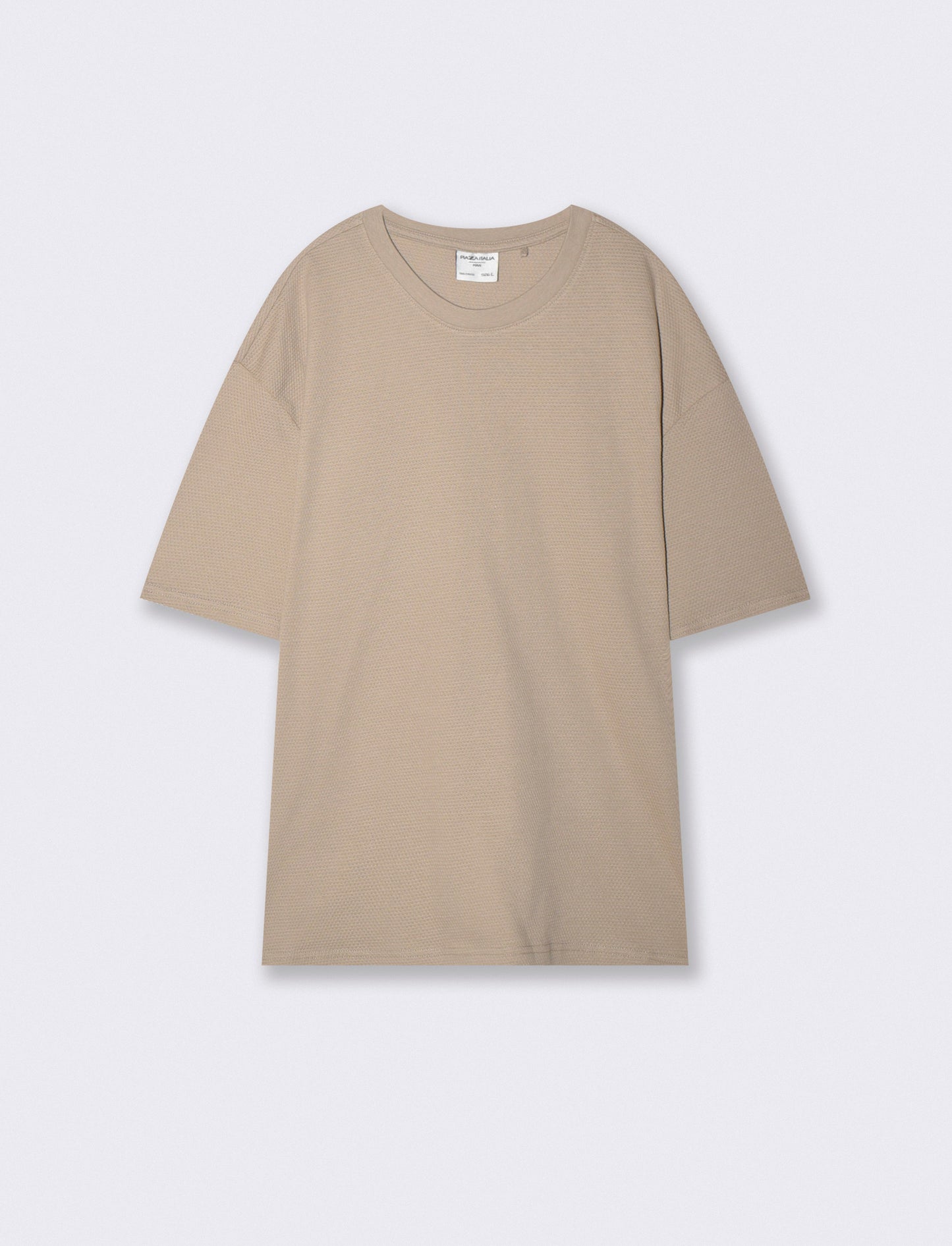 Jacquard crew neck T-shirt regular fit - Beige