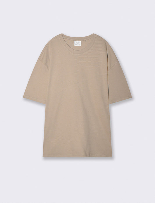 T-shirt jacquard girocollo regular fit - Beige