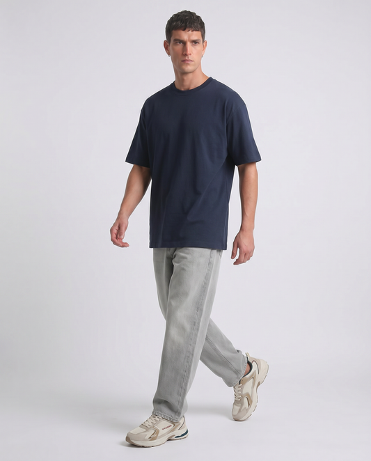T-shirt girocollo micro waffle regular fit - Blu