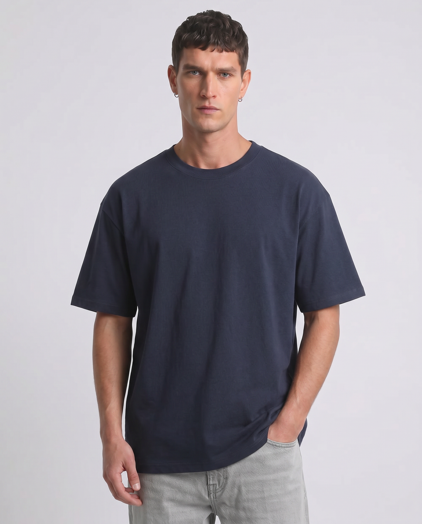 T-shirt girocollo micro waffle regular fit - Blu