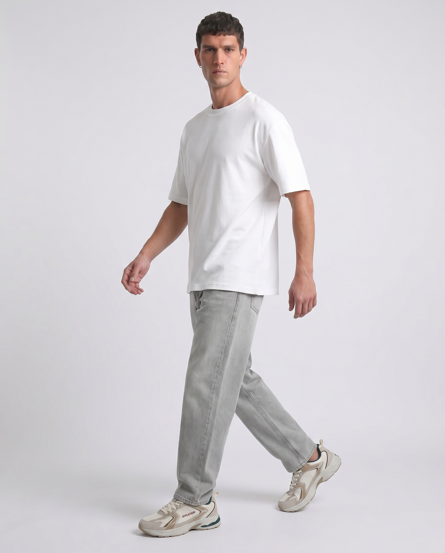 T-shirt girocollo micro waffle regular fit - Bianco