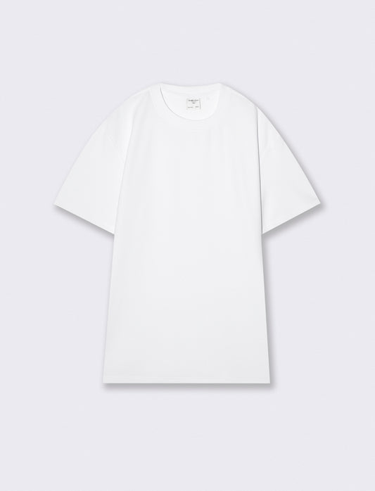 T-shirt girocollo micro waffle regular fit - Bianco