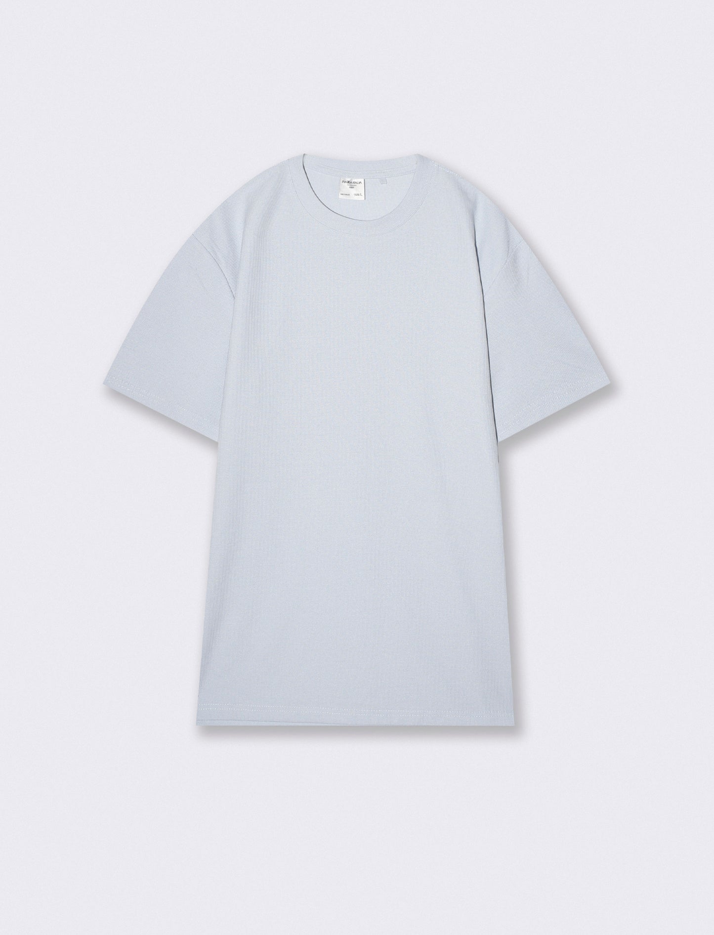 T-shirt girocollo micro waffle regular fit - Celeste polvere