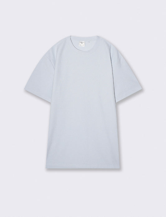 T-shirt girocollo micro waffle regular fit - Celeste polvere