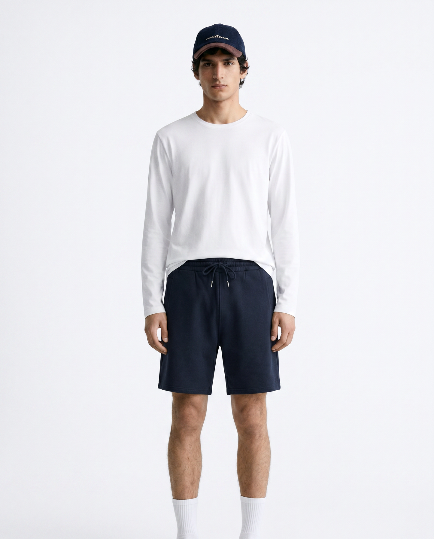 T-shirt slim fit maniche lunghe girocollo - Bianco