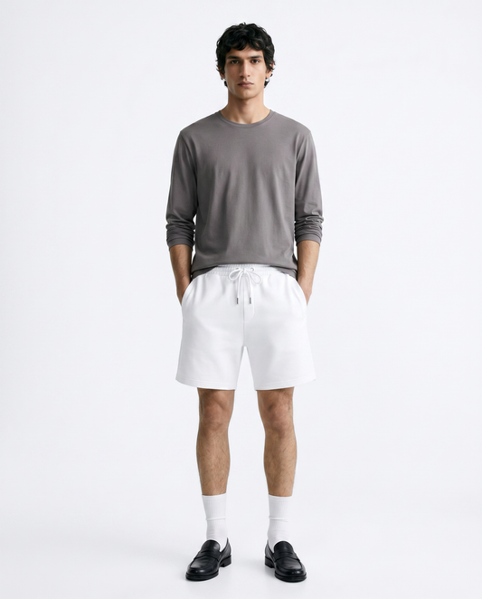 T-shirt slim fit maniche lunghe girocollo - Grigio