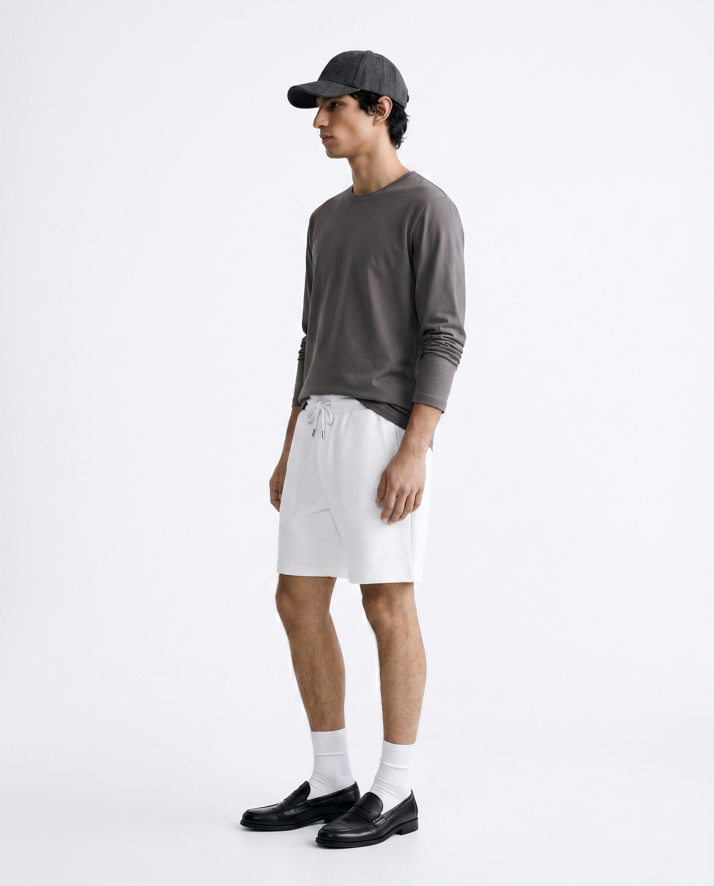 T-shirt slim fit maniche lunghe girocollo - Grigio