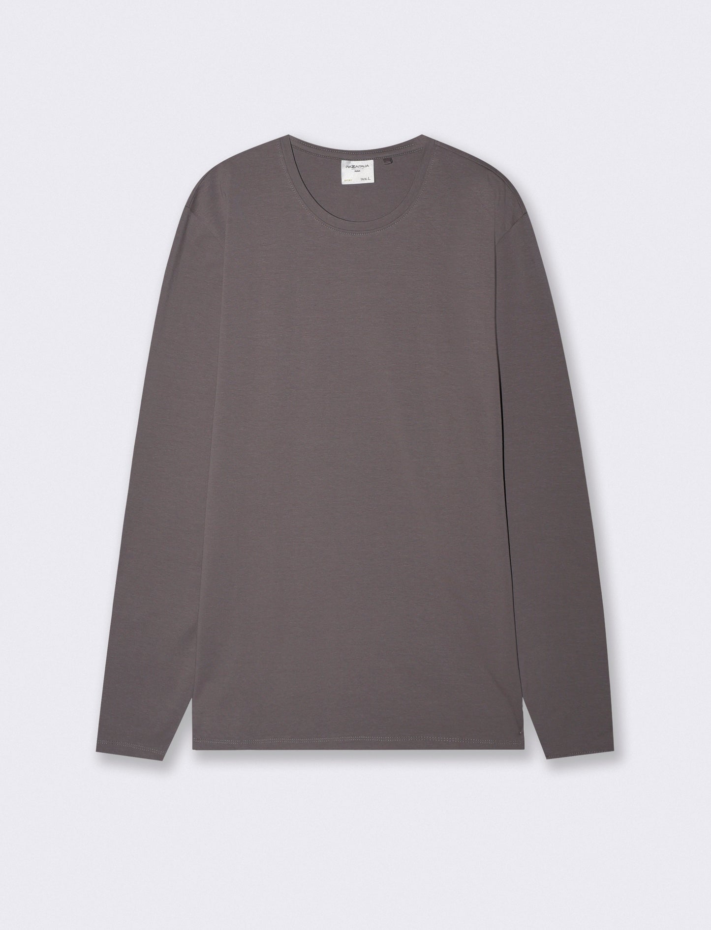 T-shirt slim fit maniche lunghe girocollo - Grigio