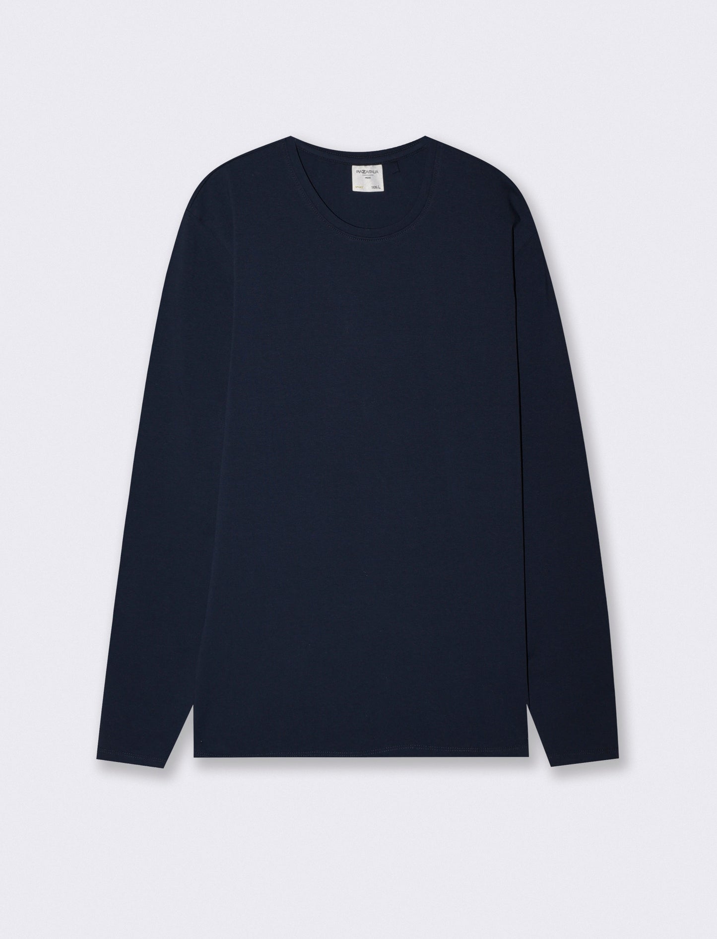 T-shirt slim fit maniche lunghe girocollo - Blu
