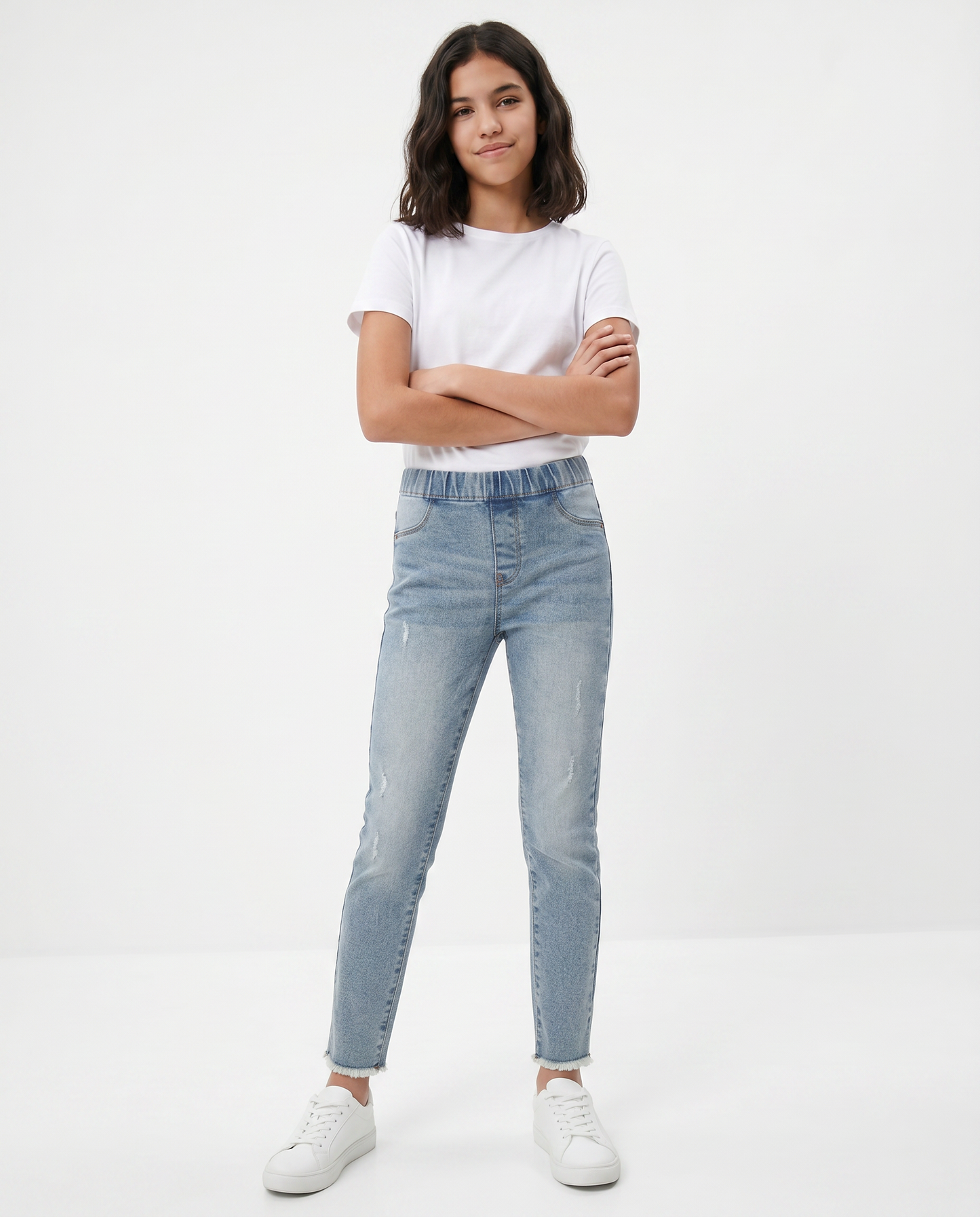 Jeggings denim stretch skinny con tasche - Denim chiaro