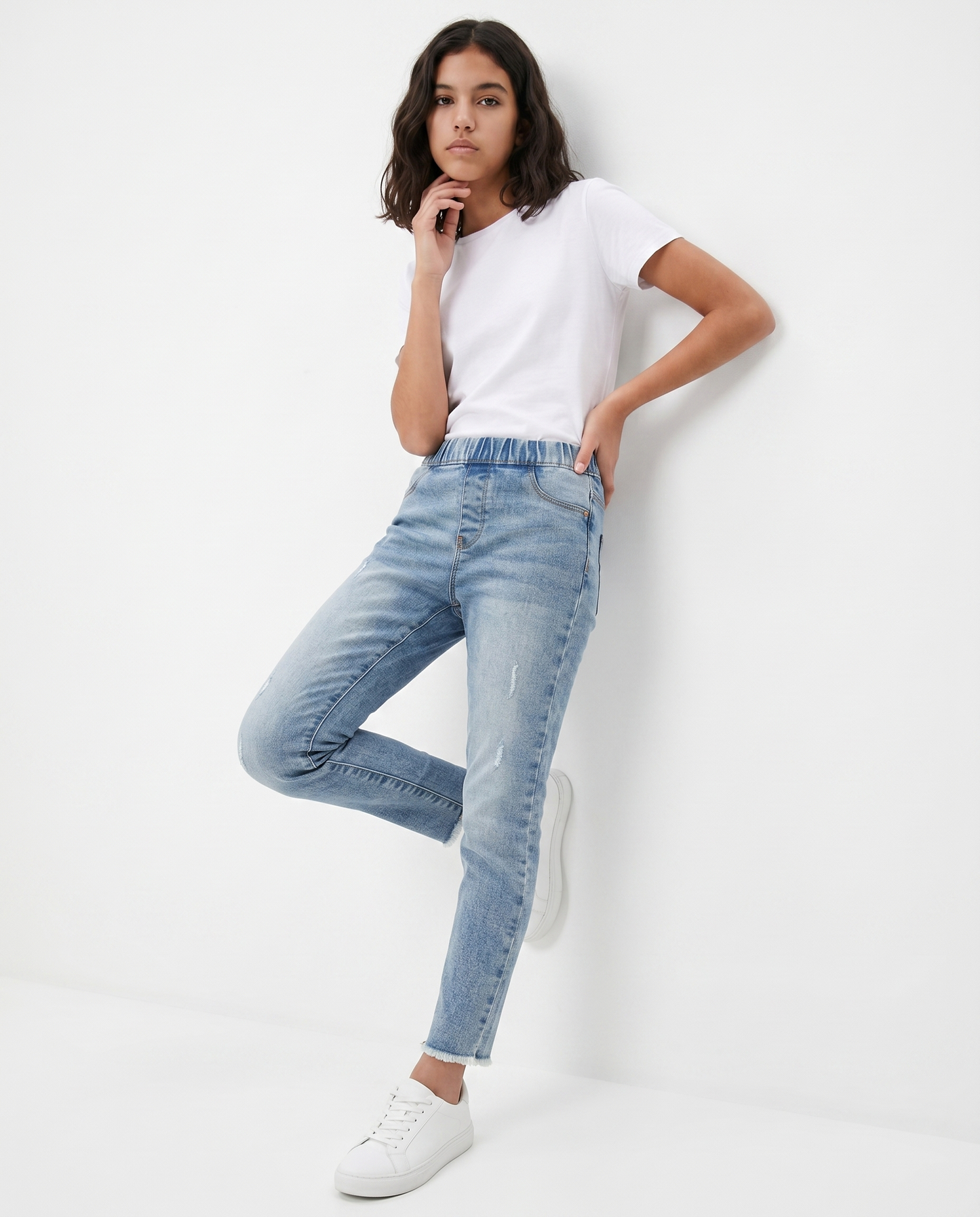Jeggings denim stretch skinny con tasche - Denim chiaro