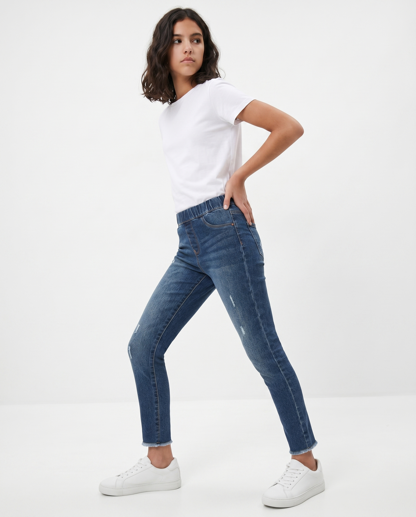 Jeggings denim stretch skinny con tasche - Denim