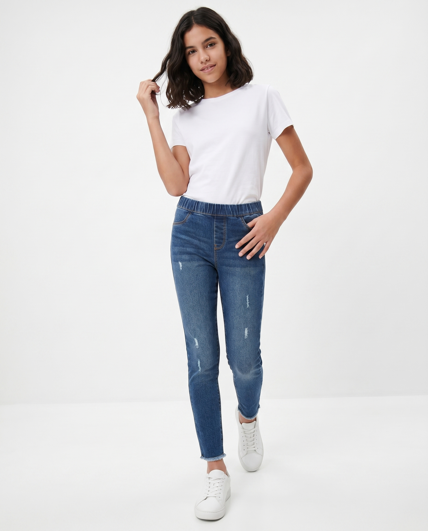 Jeggings denim stretch skinny con tasche - Denim