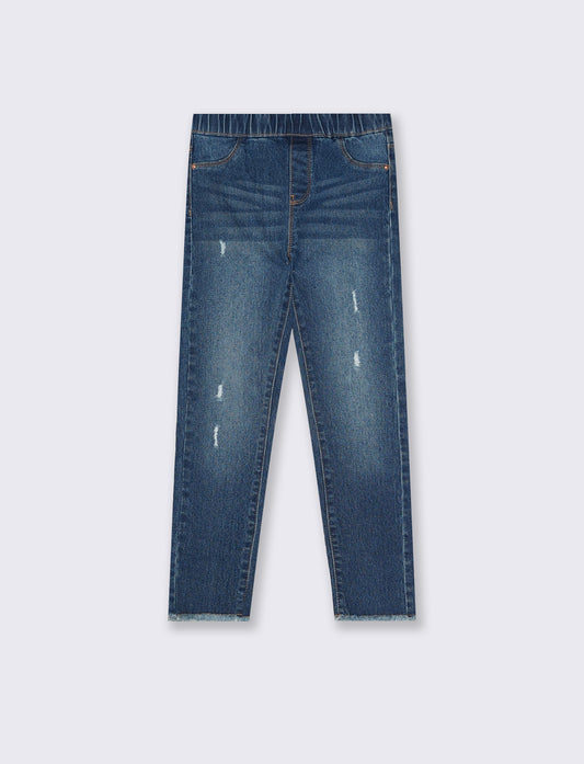 Jeggings denim stretch skinny con tasche - Denim