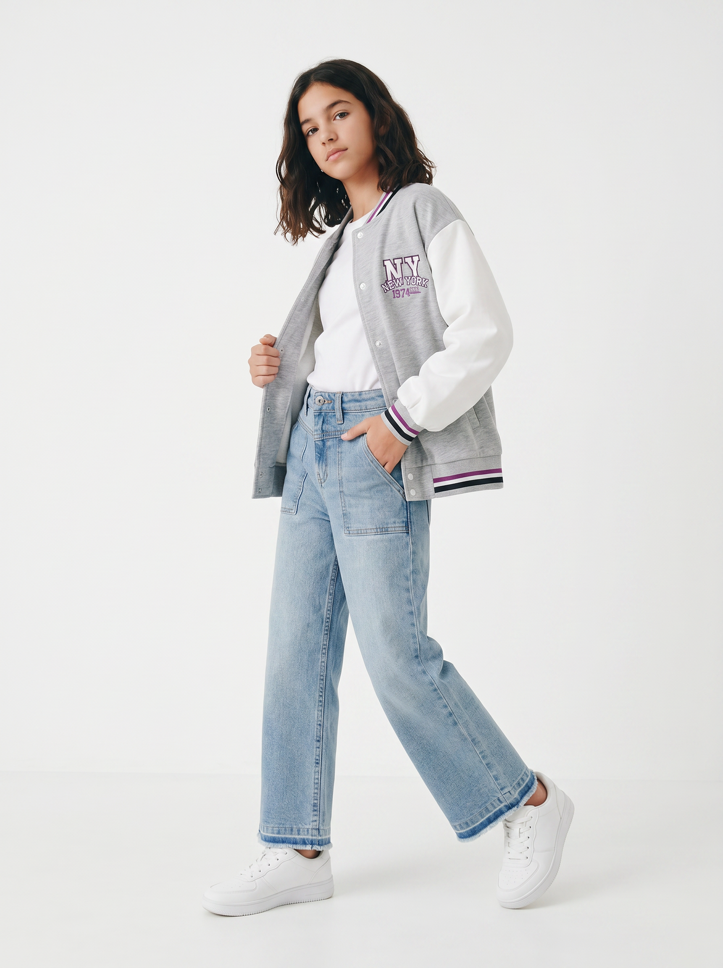 Frayed wide-leg denim culottes - Blue