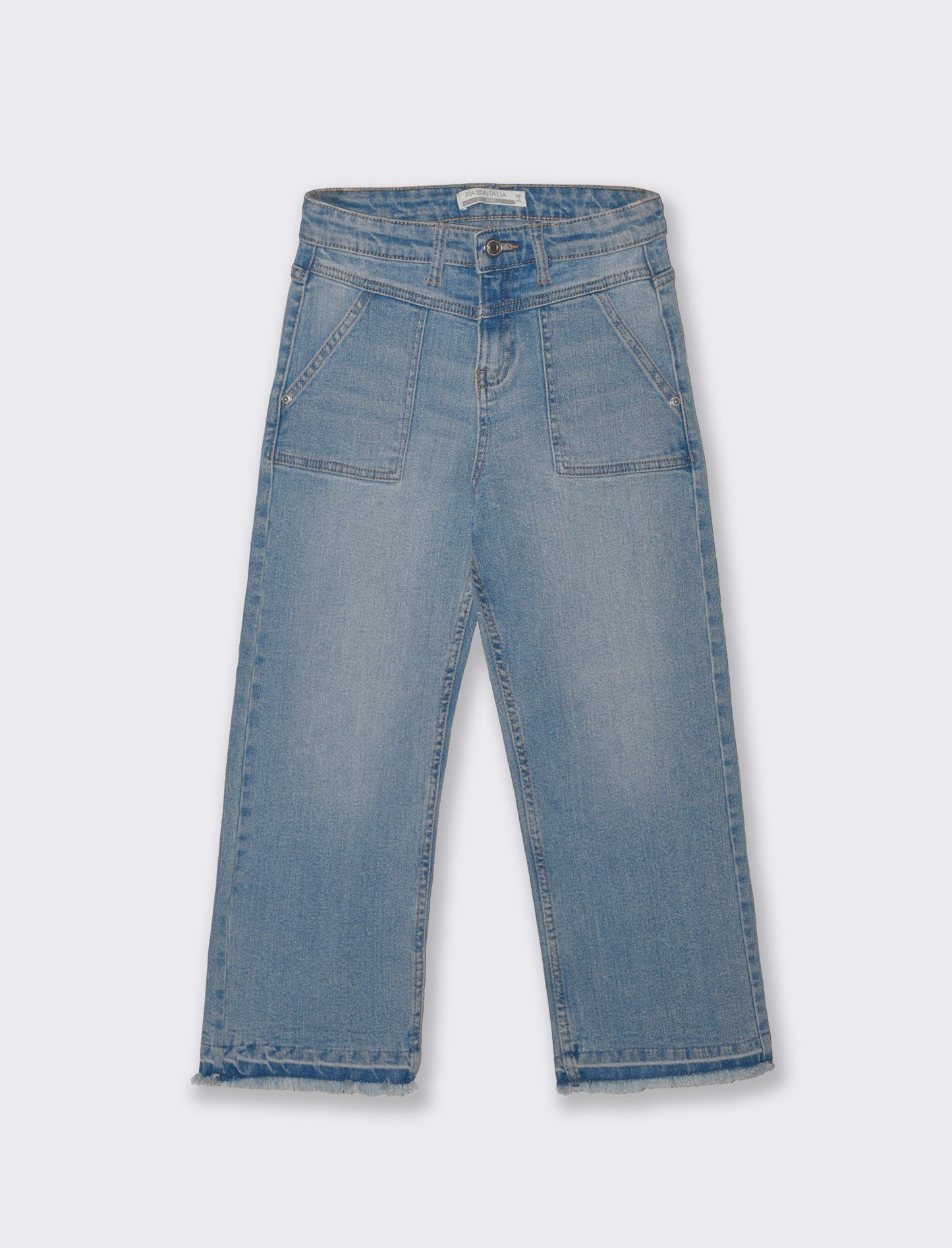 Frayed wide-leg denim culottes - Blue