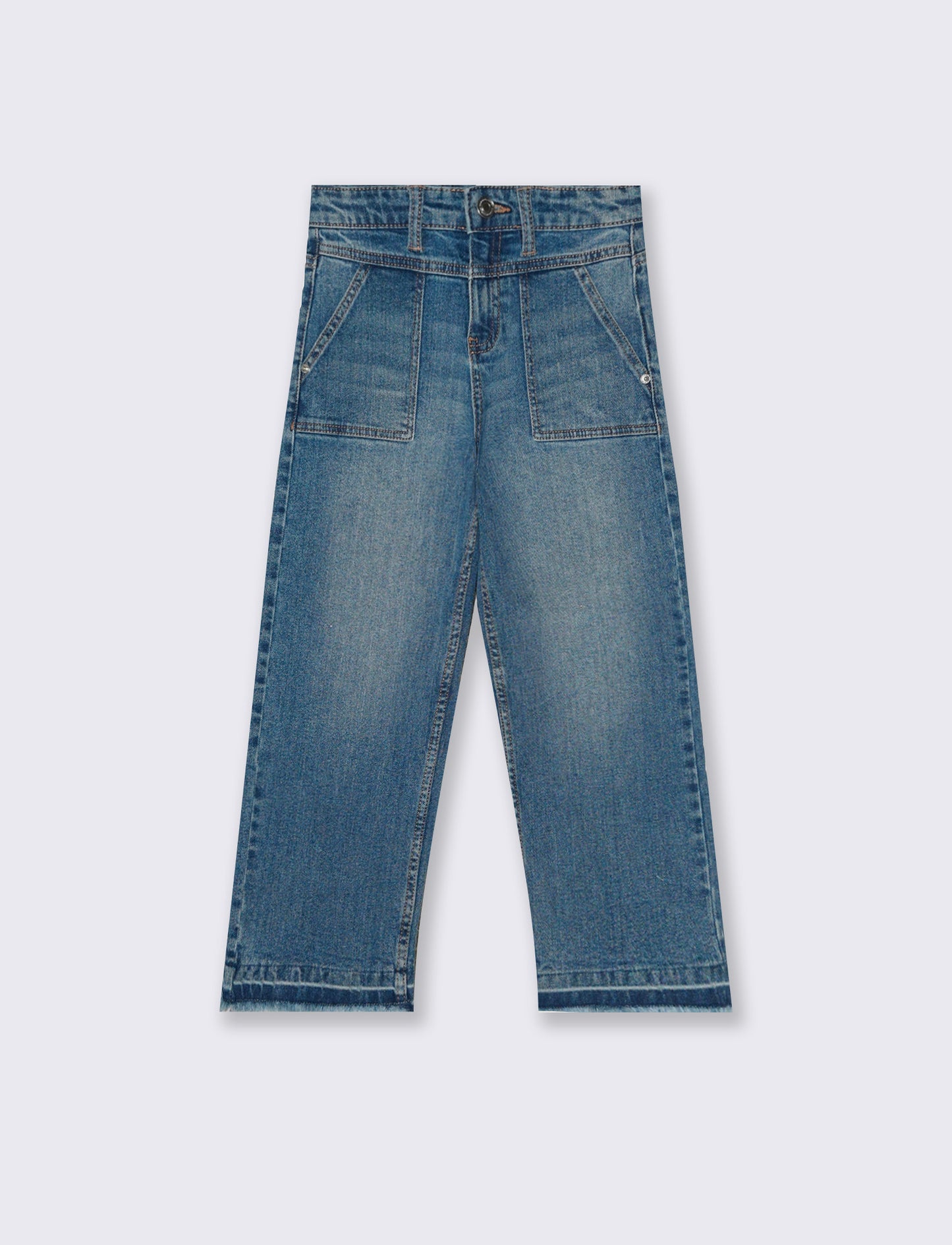 Frayed wide-leg denim culottes - Blue