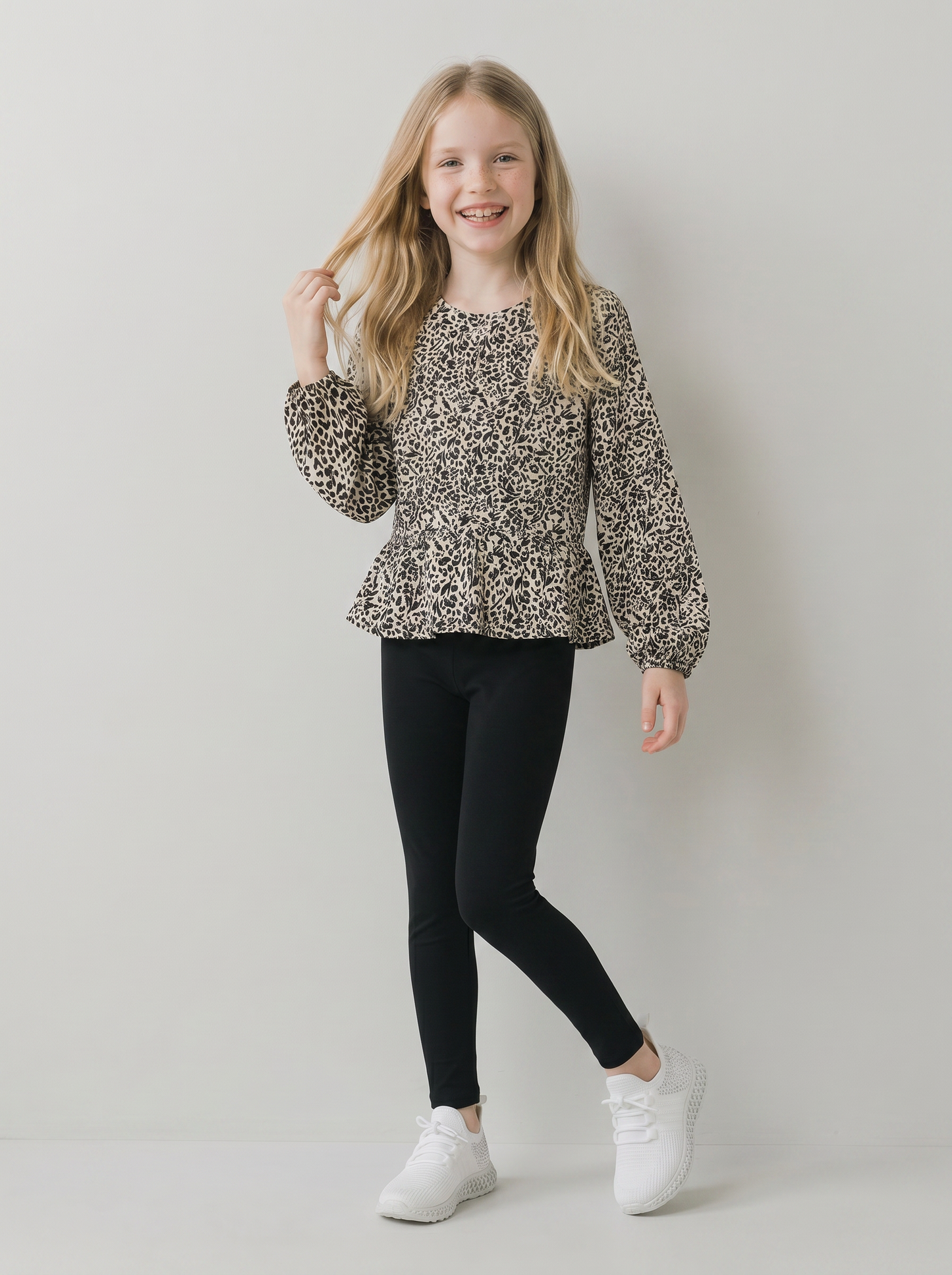 Blusa elegante da bambina con stampa e fiocchi - Fantasia