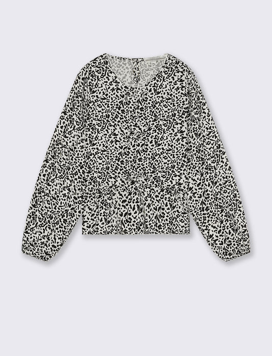 Elegant Girl's Blouse with Print and Bows - Multicolor