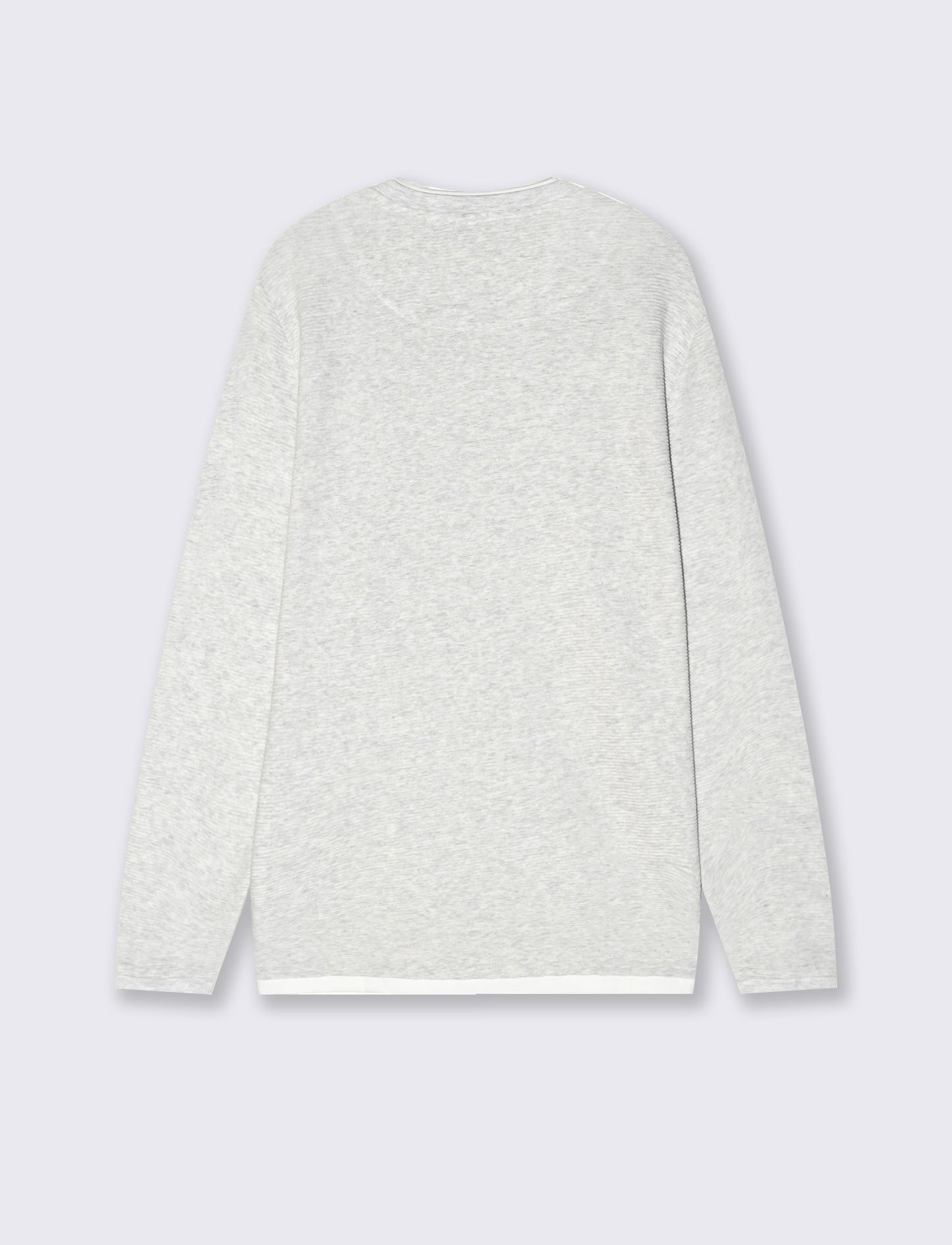 T-shirt maniche lunghe con orli a contrasto - Grigio mel.