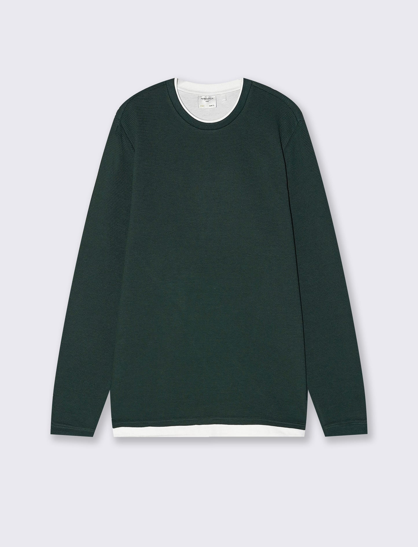 T-shirt maniche lunghe con orli a contrasto - Verde scuro