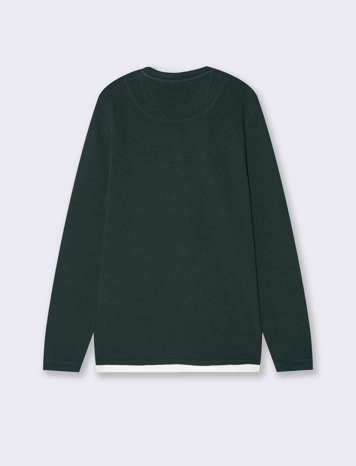 T-shirt maniche lunghe con orli a contrasto - Verde scuro
