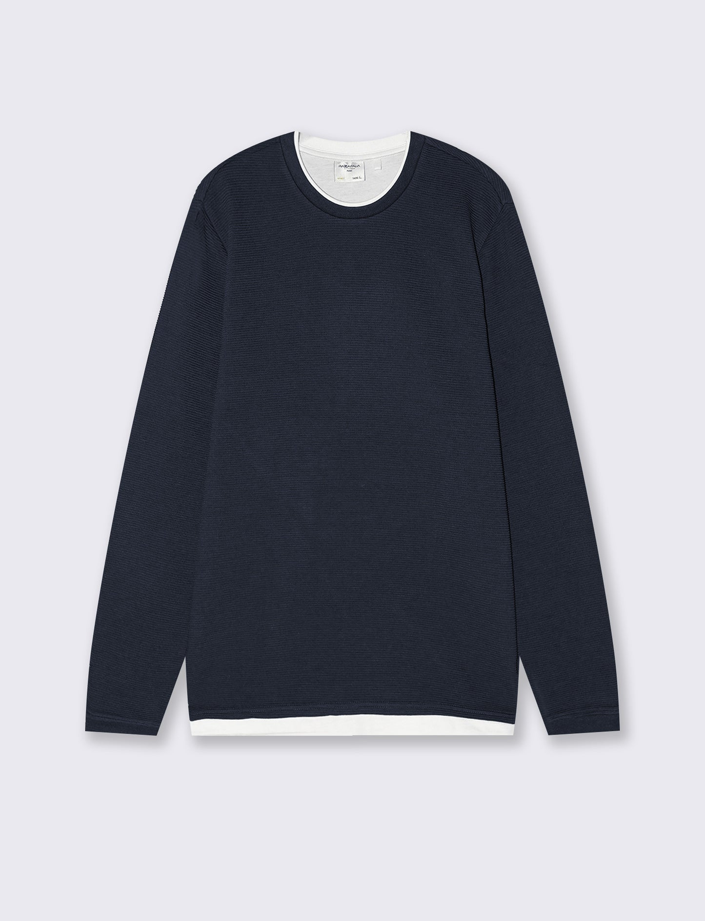 T-shirt maniche lunghe con orli a contrasto - Blu