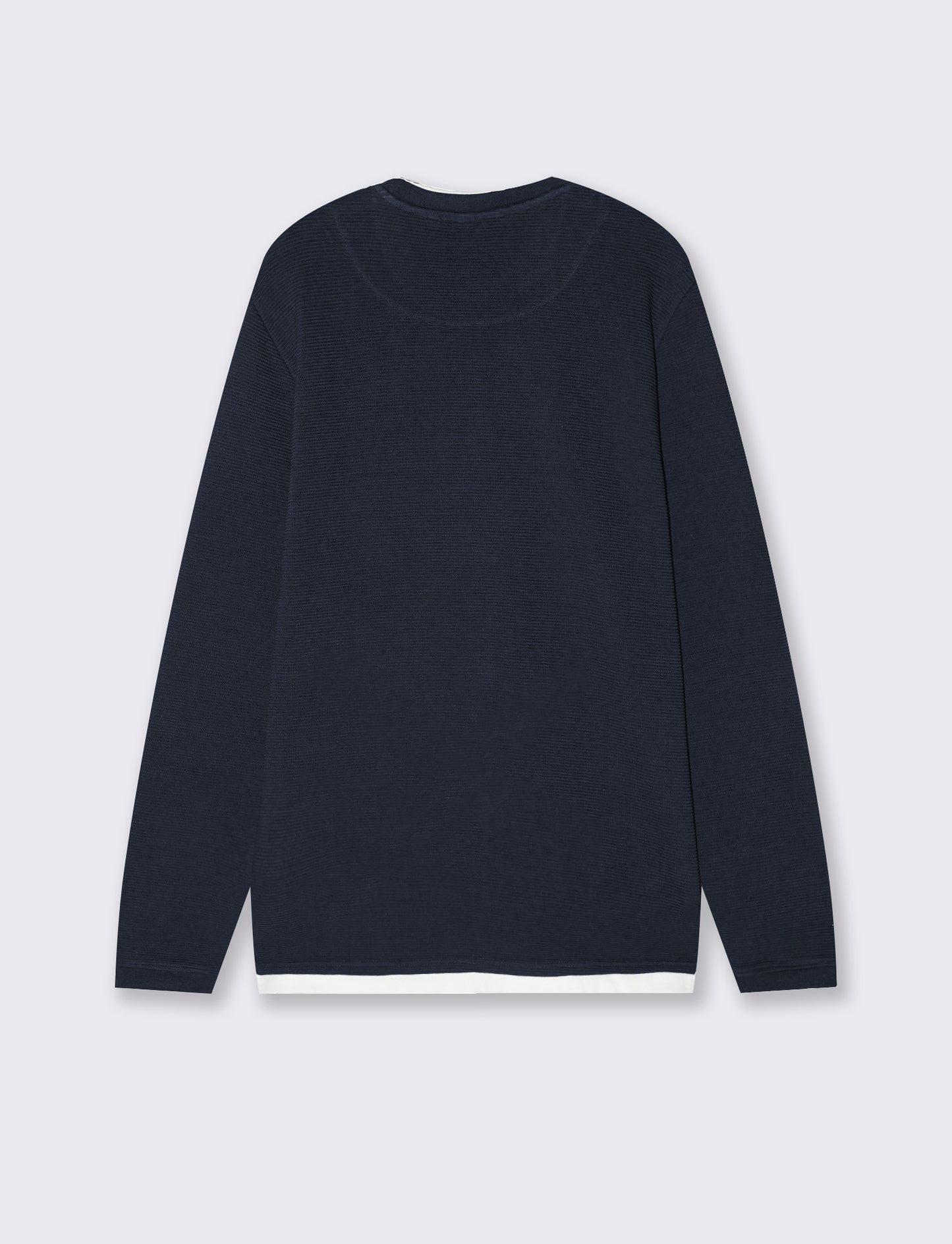 Long sleeve T-shirt with contrasting hems - Blue
