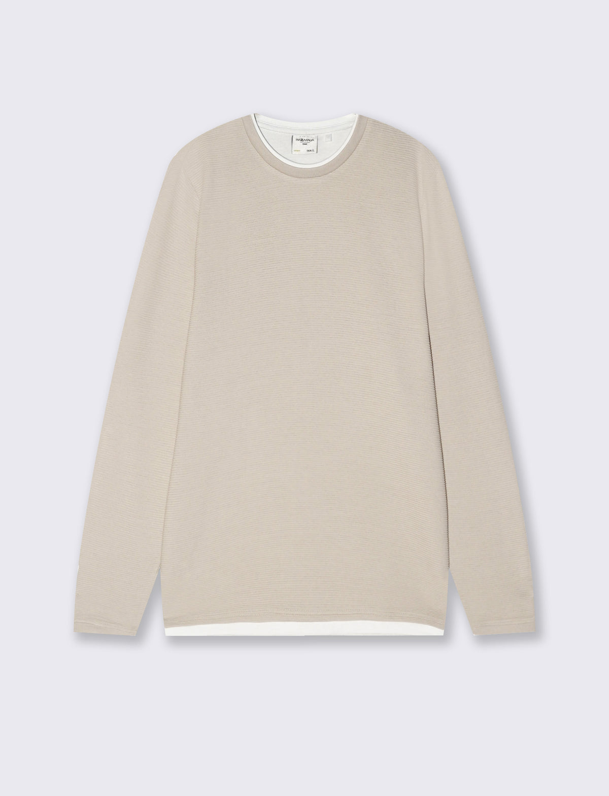 T-shirt maniche lunghe con orli a contrasto - Grigio ghiaccio