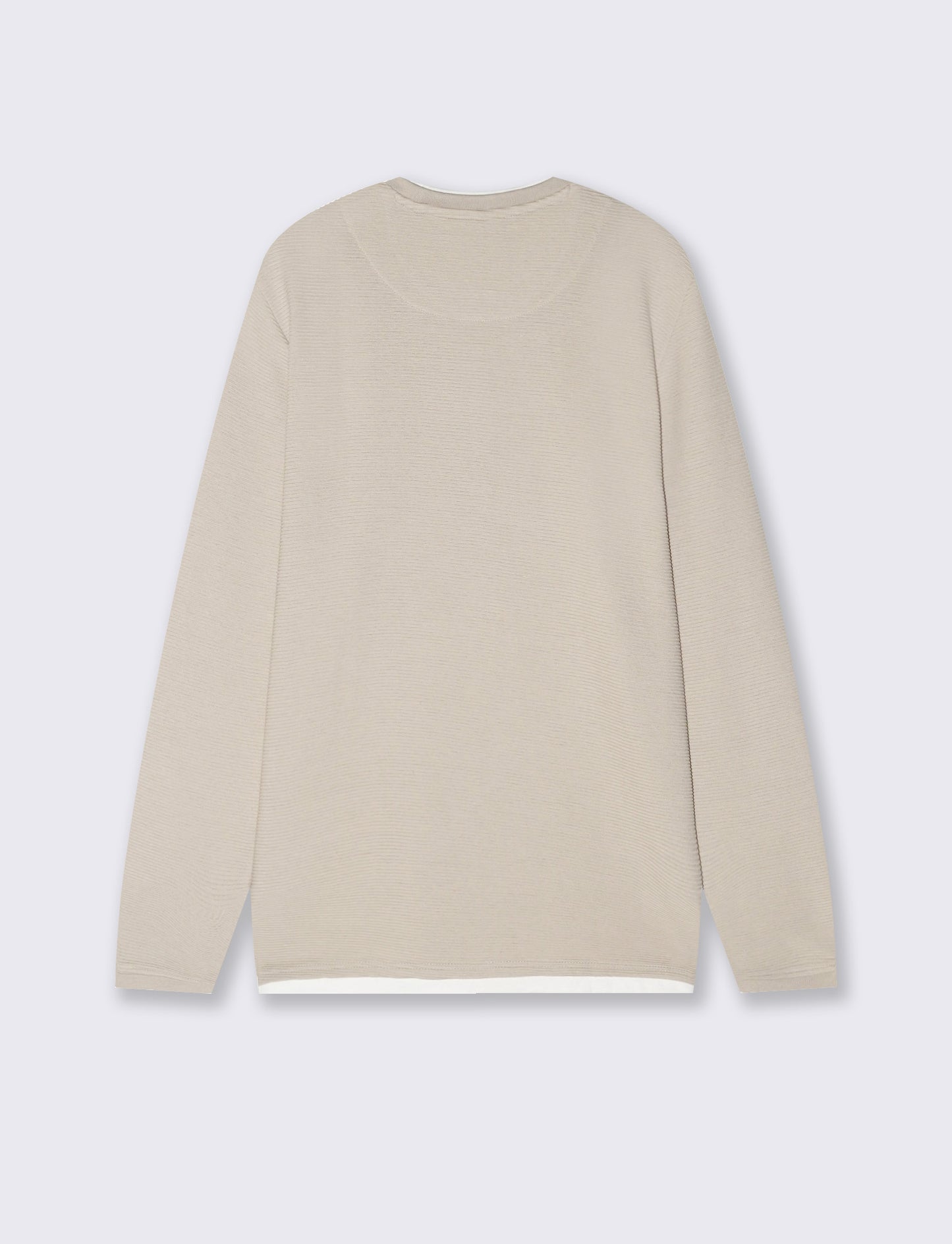 T-shirt maniche lunghe con orli a contrasto - Grigio ghiaccio