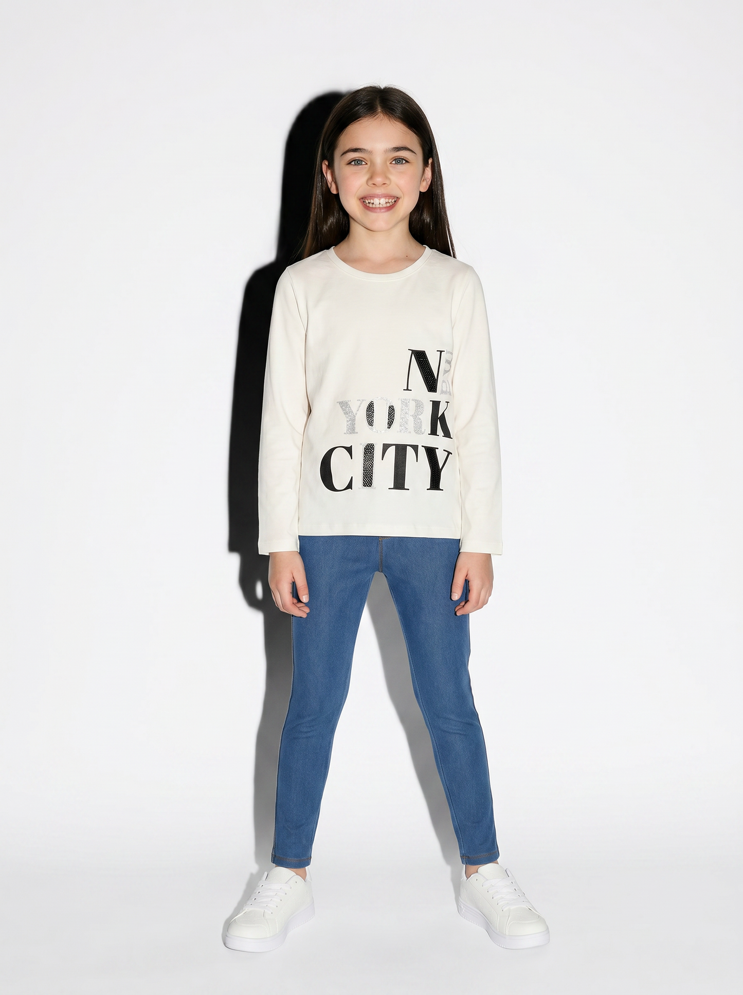 Maglia in cotone manica lunga - Bianco latte
