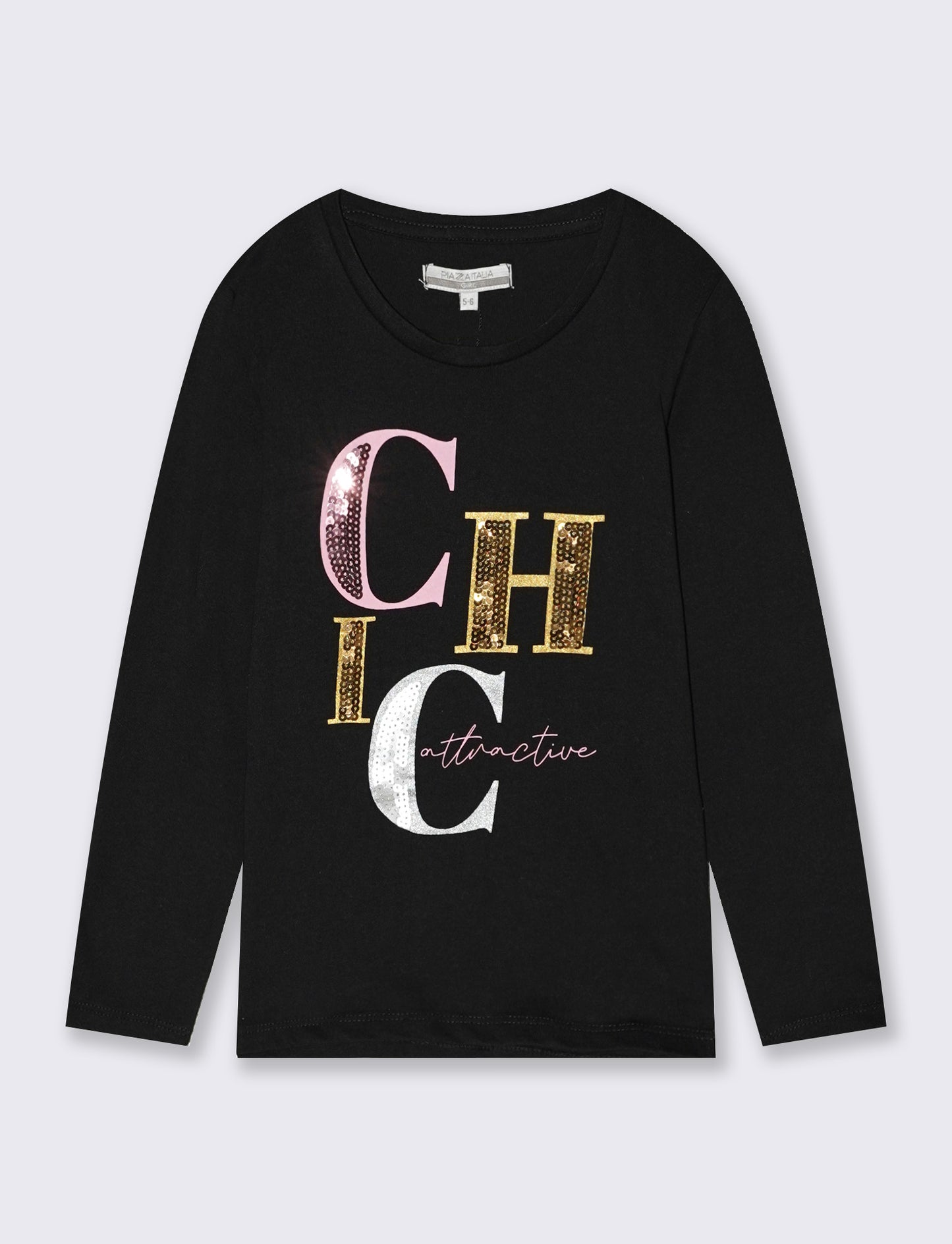 Cotton sweater with slits and sequins - Black