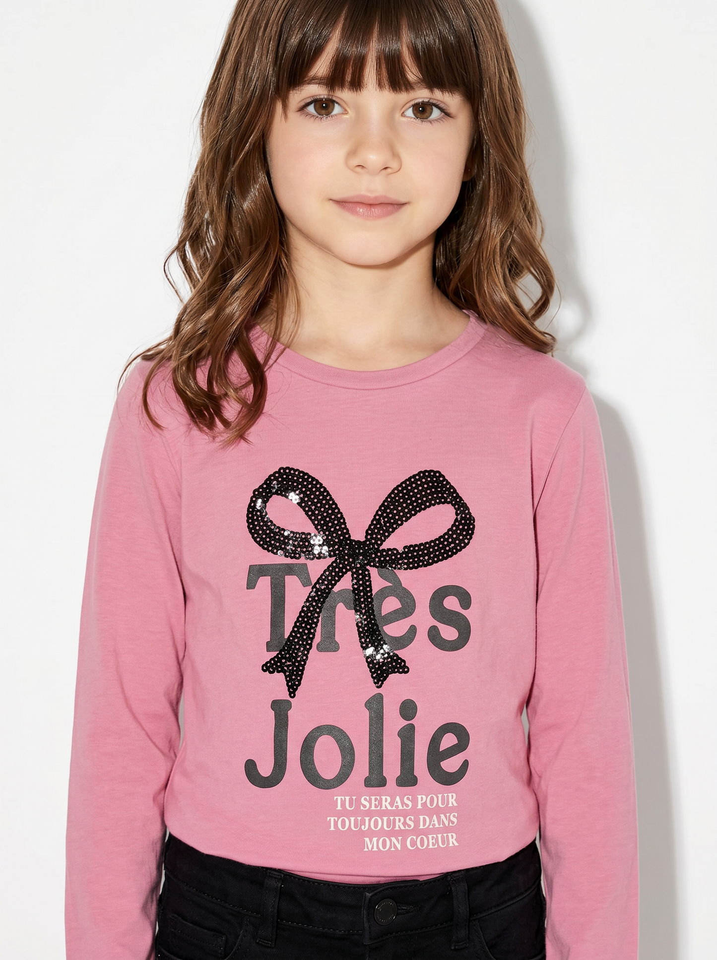 Cotton sweater with slits and sequins - Pink
