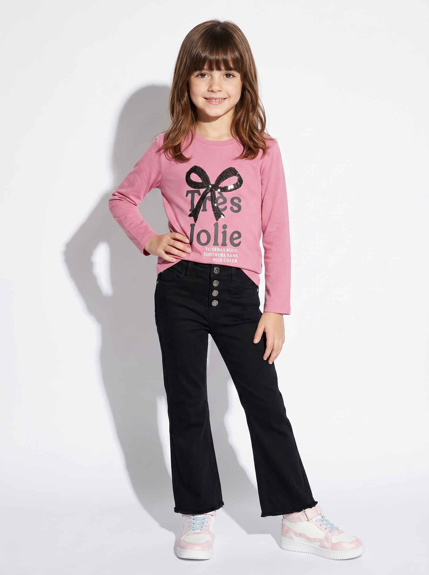 Cotton sweater with slits and sequins - Pink