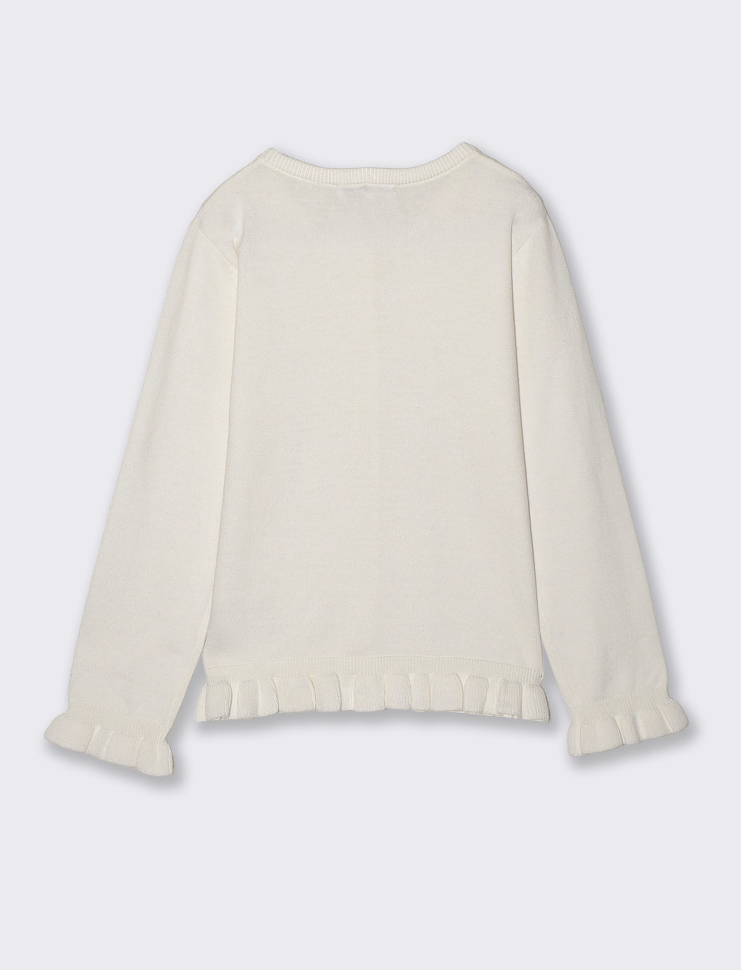 Girl's cardigan with ruffles and slim fit - White