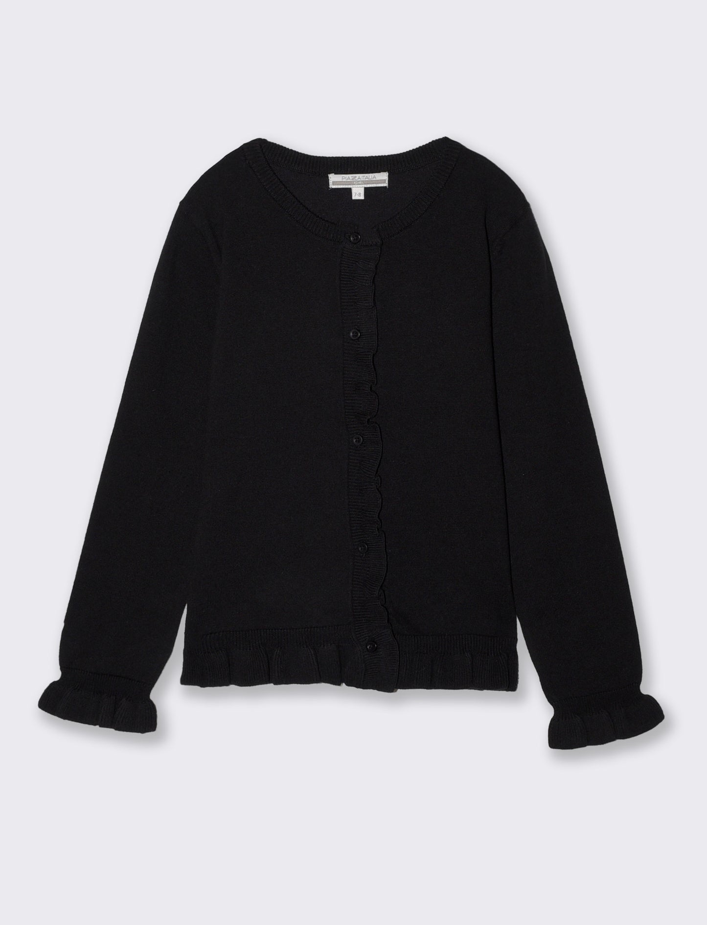 Cardigan da bambina con rouches e slim fit - Nero