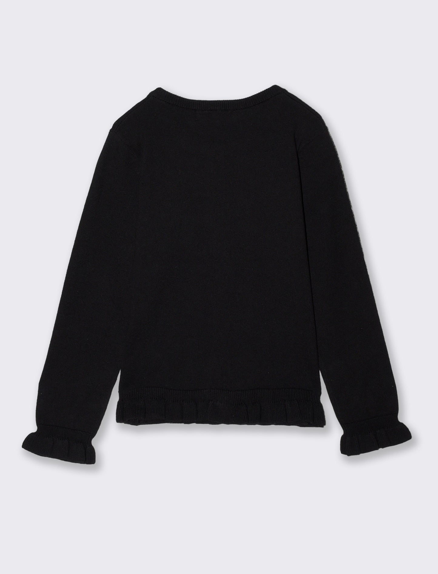 Cardigan da bambina con rouches e slim fit - Nero