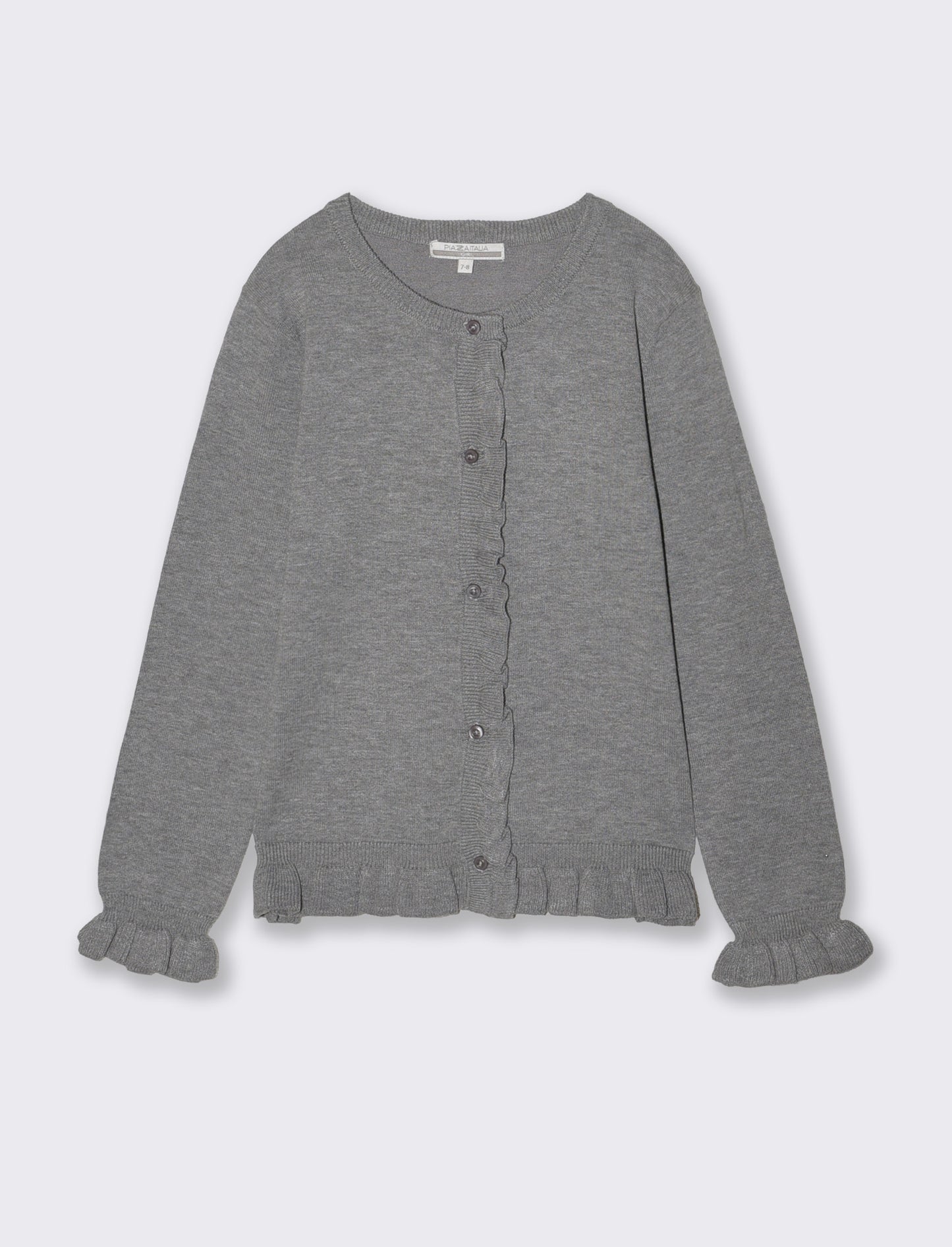 Girl's cardigan with ruffles and slim fit - Grey