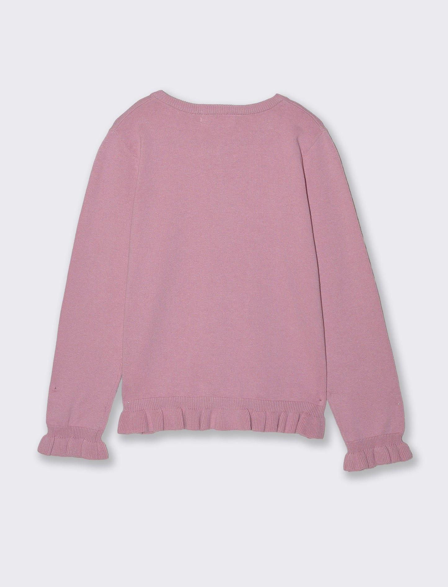Cardigan da bambina con rouches e slim fit - Rosa polvere