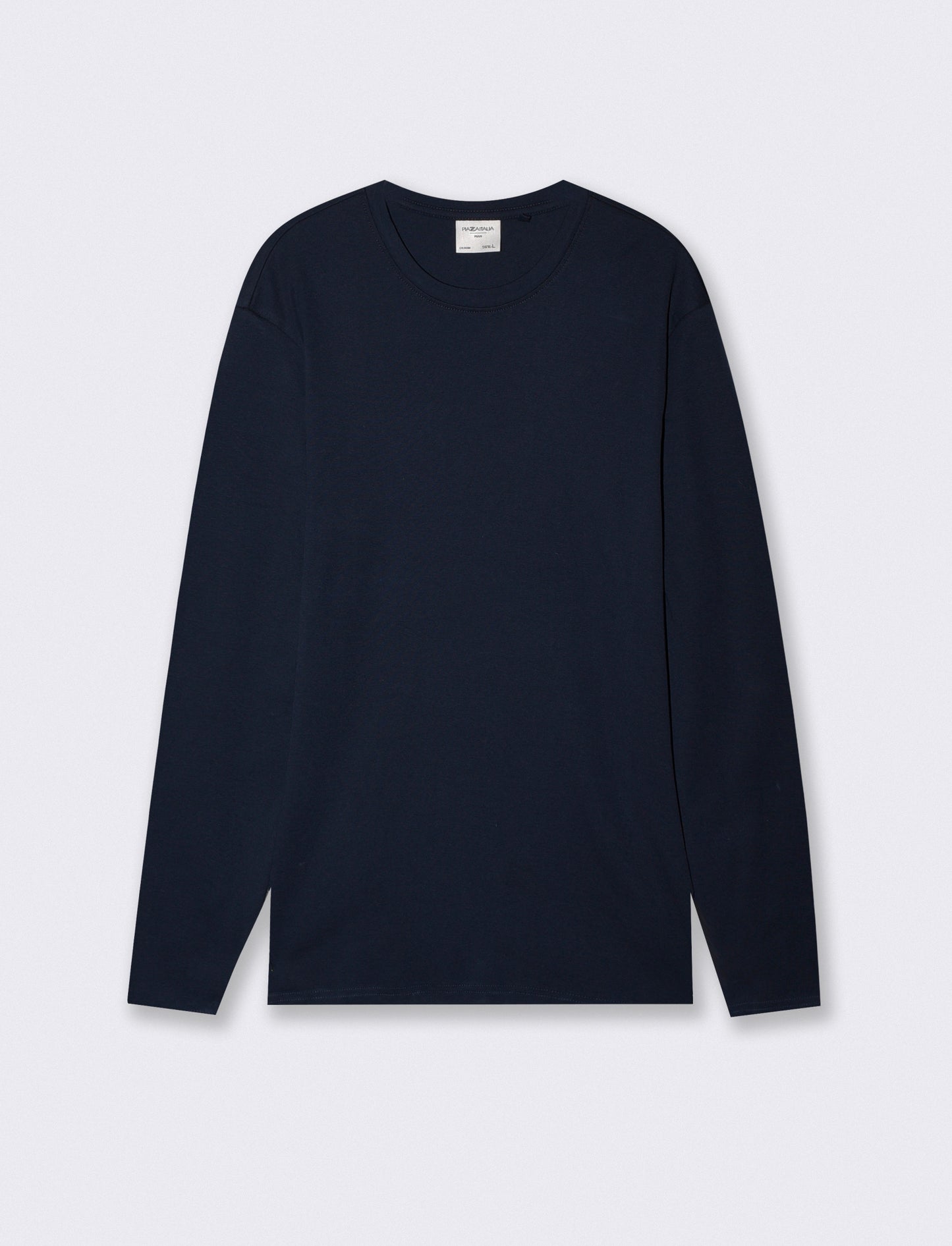 T-shirt slim fit a coste girocollo - Blu